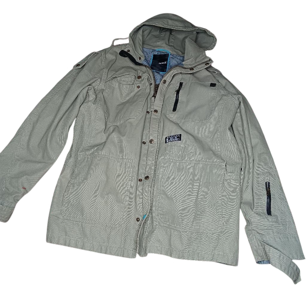 Hurley Men's Hooded Jacket light Olive Green Size XL